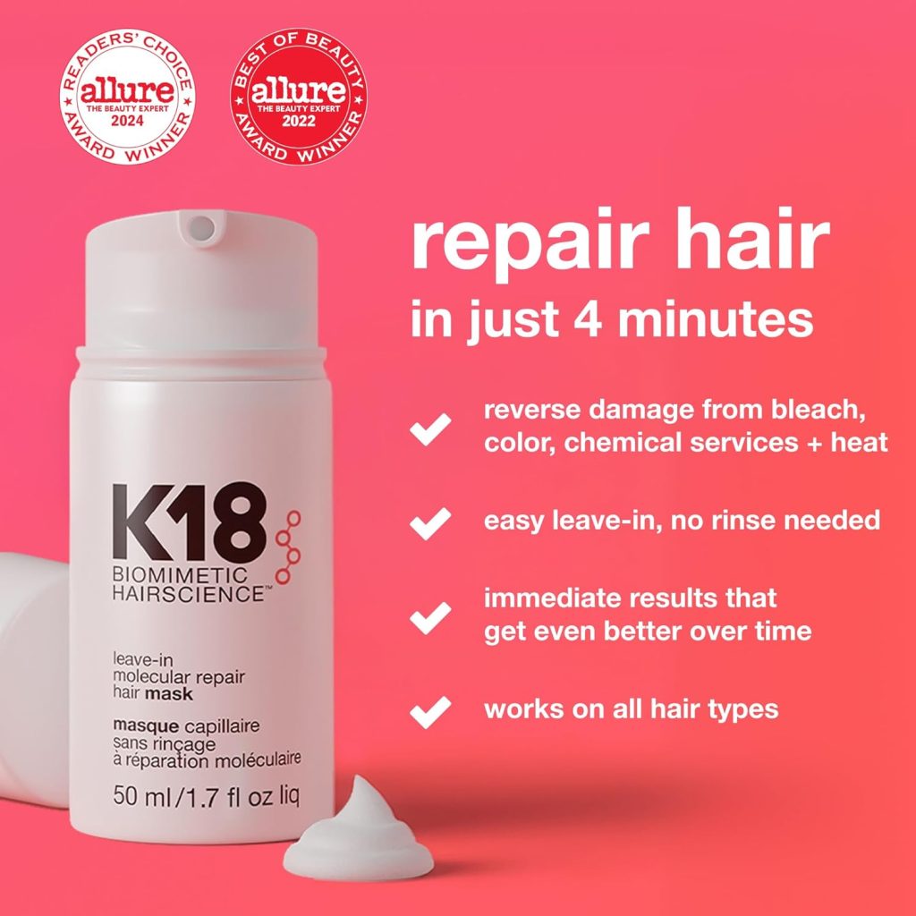 K18 Leave-In Molecular Repair Hair Mask for damaged hair
