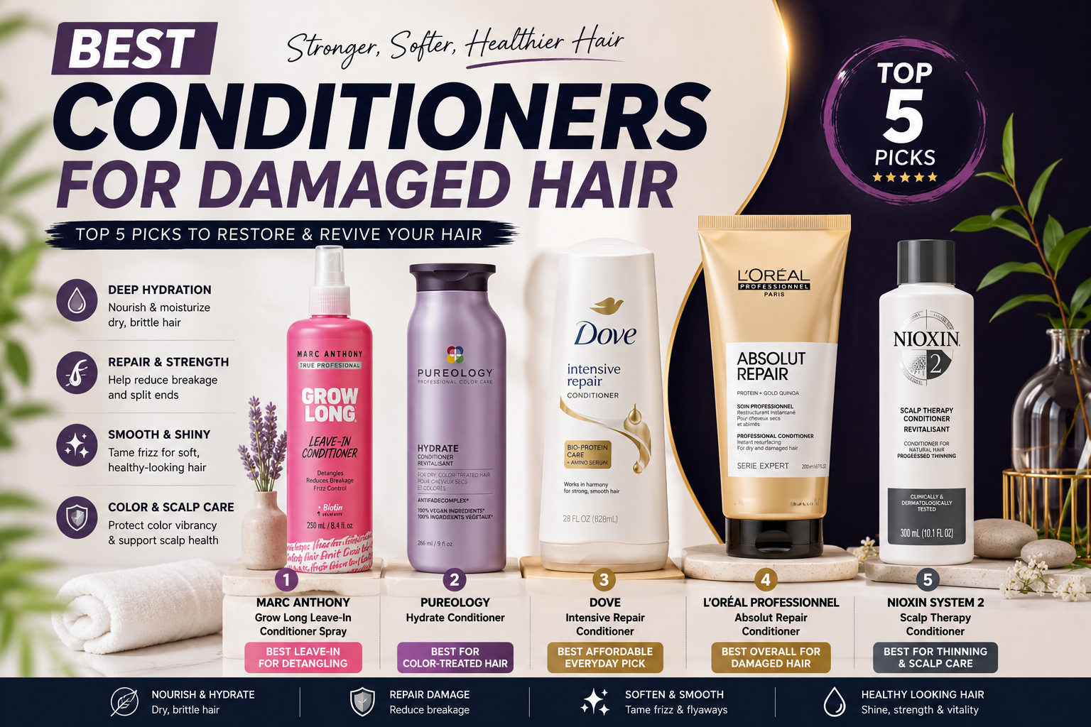 Best Conditioners for Damaged Hair: Top 5 Picks and Buying Guide