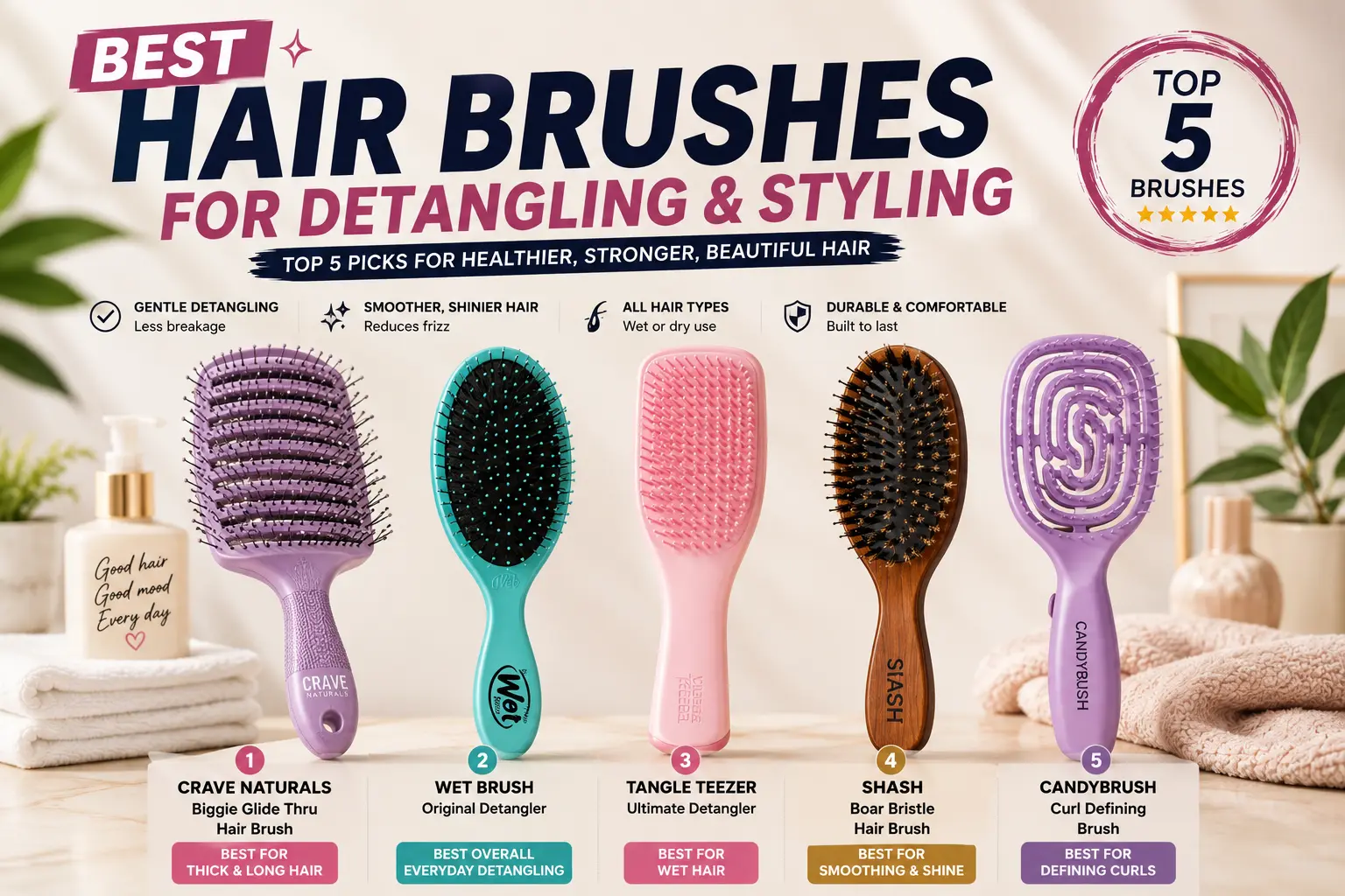 Best Hair Brushes for Detangling and Styling: Top 5 Picks