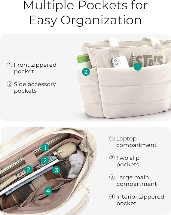 BAGSMART Lightweight Puffy Tote Bag