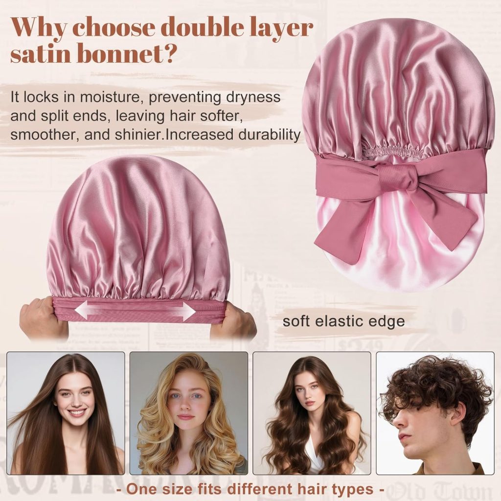 CHLINS double-layer satin bonnet with tie band