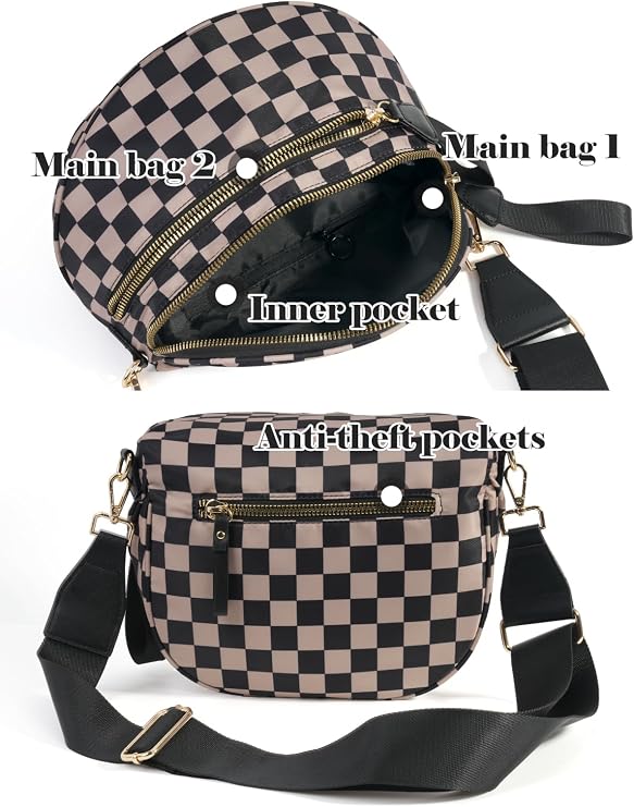 MEISEY checkered crossbody bag for women