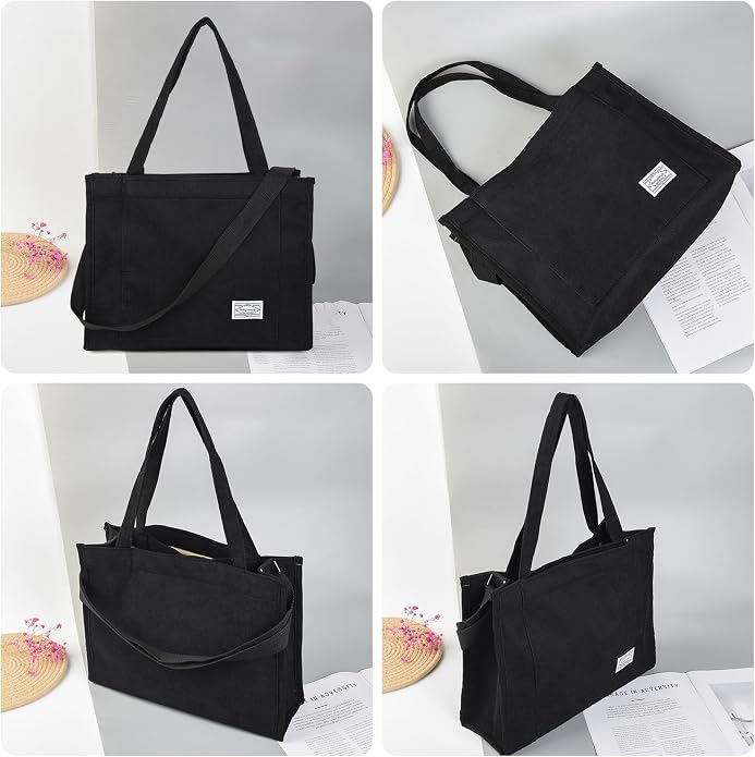 Valleycomfy corduroy crossbody tote bag